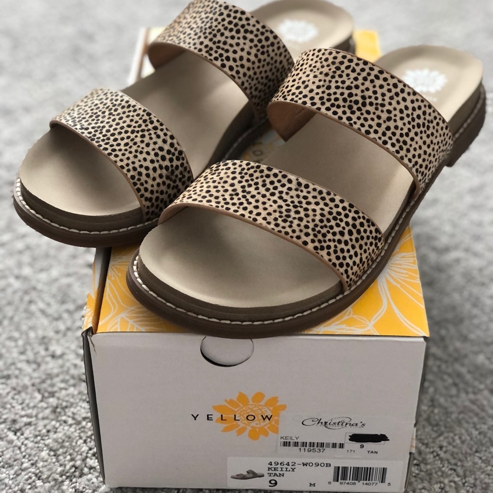 Yellow Box Tan Leopard Print Sandals